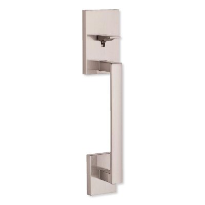 Kwikset San Clemente Handle with Halifax Lever, Square, Satin Nickel